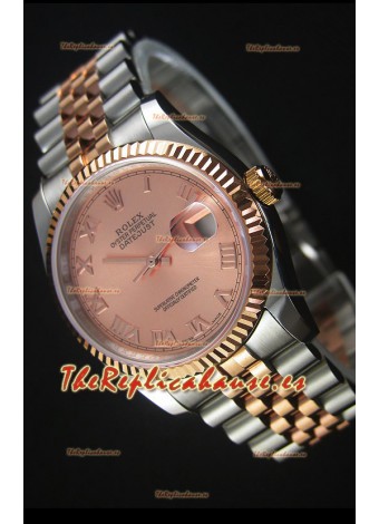 Rolex Datejust Reloj Réplica Japonés - Dial en Oro rosado chapado en dos Tonos Dial Champange en Caja 36MM