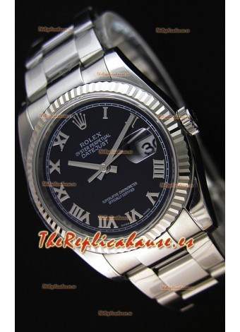 Rolex Datejust Reloj Réplica Japonés - Dial Negro en 36MM con correa Oyster