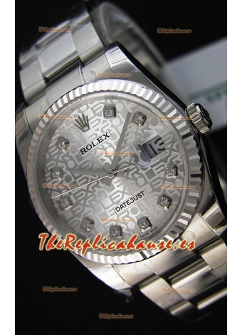 Rolex Datejust Reloj Réplica Japonés - Dial Plateado en 36MM con correa Oyster