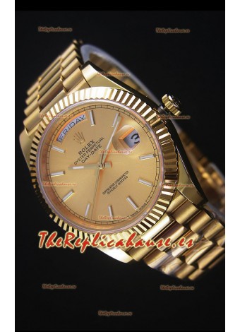 Rolex Day Date Reloj Réplica Japonés - Caja en Oro Amarillo Dial en Oro 40MM