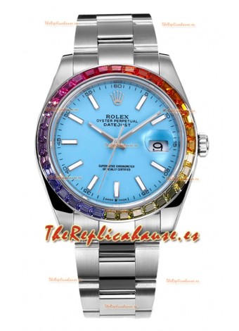 Rolex Datejust 41MM Reloj Réplica Suiza - Acero 904L en Dial Azul Tiffany