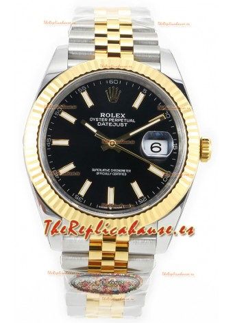 Rolex Datejust M126333 41MM ETA3235 72 Horas Energía Dial Negro Jubilee Réplica Espejo 1:1 Oro Amarillo Acero 904L