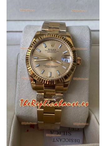 Rolex Datejust 278278 31MM Réplica Suiza en Acero 904L Caja Oro Amarillo con Marcadores Stick Calidad Espejo 1:1 