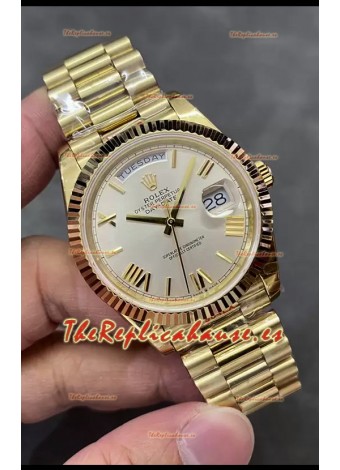 Rolex Day Date Presidential Oro Rosado 18K Reloj 40MM - Dial Acero Calidad Espejo 1:1