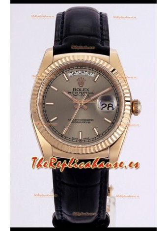 Rolex Day Date Reloj Oro Rosado Caja Acero 904L Dial Dorado 36MM - Calidad Espejo 1:1