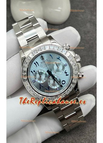 Rolex Cosmograph Daytona Dial Acul ICE Bisel Diamantes Movimiento Movimiento Cal.4130 - Reloj Acero 904L