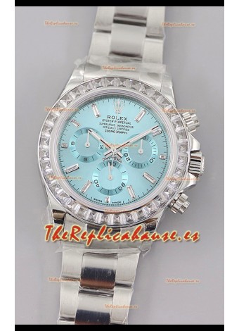 Rolex Cosmograph Daytona Dial Acul ICE Bisel Diamantes Movimiento Movimiento Cal.4130  - Reloj Acero 904L