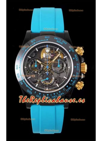 Rolex Daytona Azul Blaken Reloj Réplica Suizo a Espejo 1:1 Dial Skeleton Movimiento Cal.4130