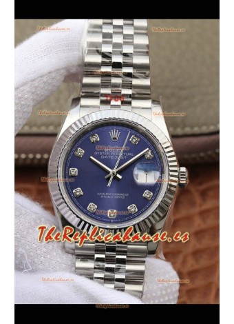 Rolex Datejust 36MM Movimiento ETA-3135 Réplica Suiza en Acero 904L en Dial Azul 