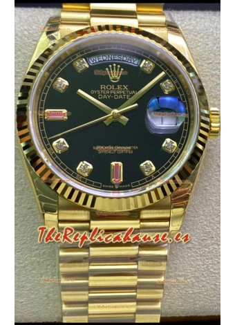 Rolex Day Date 128238 Presidential Reloj Oro Amarillo 18K 36MM - Dial Negro Calidad a Espejo 1:1