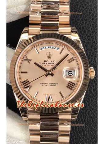 Rolex Day Date Presidential Acero 904L Oro Rosado 40MM - Dial Oro Rosado Calidad a Espejo 1:1