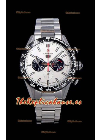 Tag Heuer Carrera Movimiento Cuarzo Suizo Reloj Réplica Dial Blanco - Correa de Acero Inoxidable