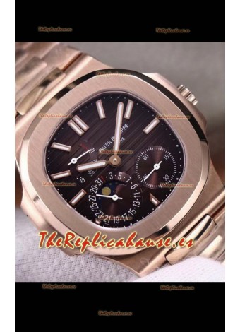 Patek Philippe Nautilus 5712/R Reloj Réplica calidad Espejo 1:1 Dial Marrón Correa de Oro