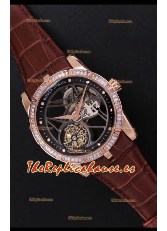 Roger Dubuis Excalibur Spider Flying Tourbillon Caja tipo Skeleton Caja de Titanio Reloj Suizo a Espejo 1:1