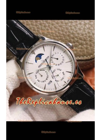 Jaeger LeCoultre Master Ultra Fino Calendario Perpetual Reloj Réplica Suizo en Dial Blanco