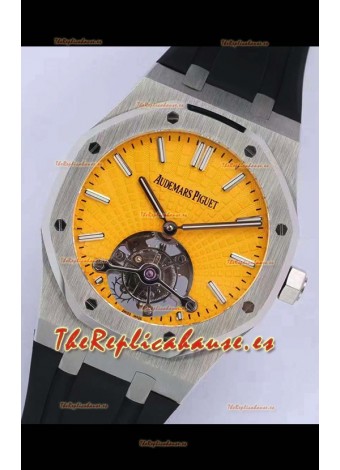 Audemars Piguet Royal Oak Tourbillon Dial Amarillo 41mm en Caja de Acero 904L Correa de Goma