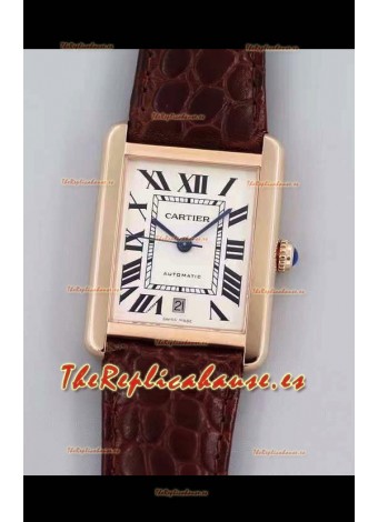 Cartier Tank Solo Reloj Suizo Automático chapado en Oro Rosado 31MM Ancho 