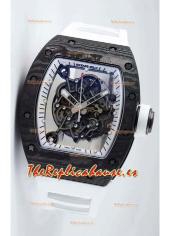 Richard Mille RM055 Caja de Carbono Forjado Reloj Réplica a espejo 1:1 Correa Blanca