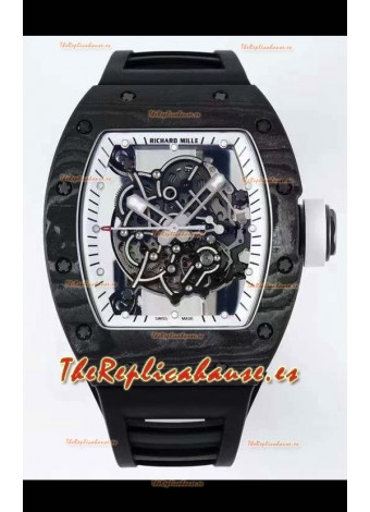 Richard Mille RM055 Caja de Carbono Forjado Reloj Réplica a espejo 1:1 Correa Negra