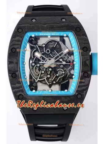 Richard Mille RM055 Caja de Carbono Forjado Reloj Réplica a espejo 1:1 Correa Negra