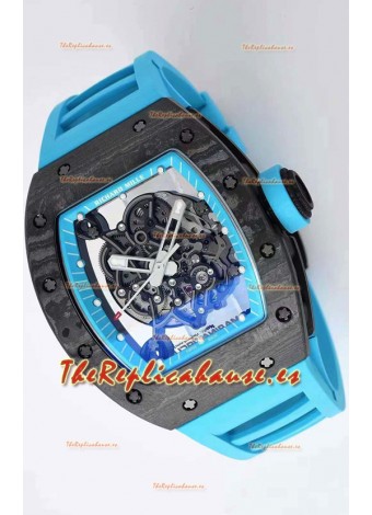 Richard Mille RM055 Caja de Carbono Forjado Reloj Réplica a espejo 1:1 Correa Azul