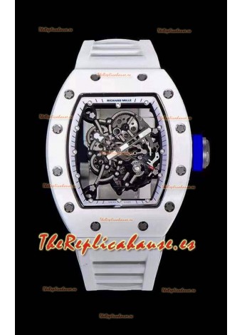 Richard Mille RM055 Caja Cerámica Reloj Réplica a espejo 1:1 Correa Blanca