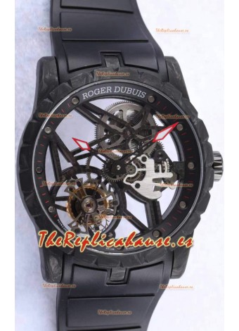 Roger Dubuis Excalibur Spider Flying Tourbillon Caja tipo Skeleton Caja de Carbono Reloj Suizo a Espejo 1:1