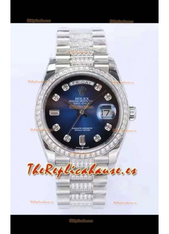 Rolex Day Date Presidential Acero 904L 36MM - Dial Azul Calidad a Espejo 1:1