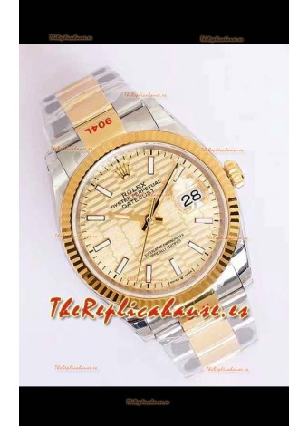Rolex Datejust Dial Fluted-Motif 41MM Movimiento Cal.3135 Reloj Réplica Suizo en Caja de Acero 904L de Dos Tonos