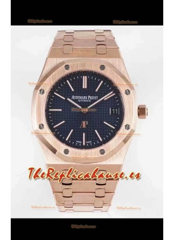 Audemars Piguet Royal Jumbo Oak Super Fino Reloj Réplica Suizo a espejo 1:1 Oro Rosado Dial Azul