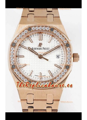 Audemars Piguet Royal Oak 34MM Reloj Suizo Automático Caja en Oro Rosado - Edición Réplica a Espejo 1:1