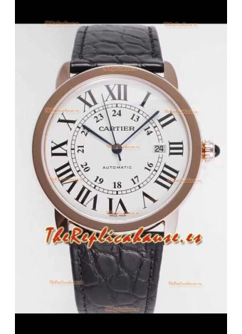 Ronde De Cartier Reloj Réplica Suizo - Oro Rosado Dial Blanco