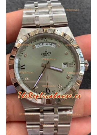 Tudor Reloj Edición Royal - Réplica Espejo 1:1 en Caja de Acero - Dial Diamantes Gris