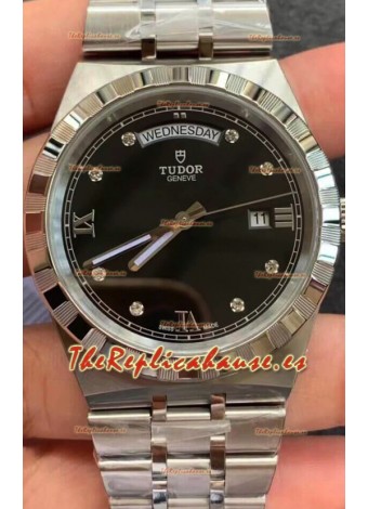 Tudor Reloj Edición Royal - Réplica Espejo 1:1 en Caja de Acero - Dial Diamantes Negro