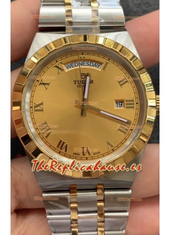 Tudor Reloj Edición Royal - Réplica Espejo 1:1 en Caja en Dos Tonos - Dial Romano Oro
