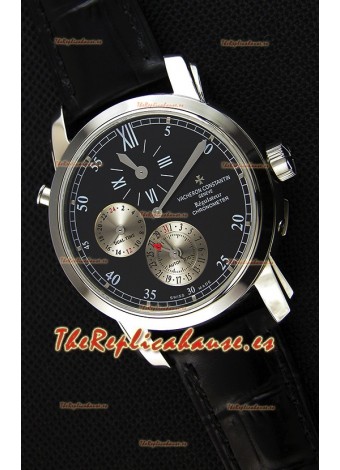 Vacheron Constantin Malte Dual Time Regulator Reloj Réplica Dial Negro
