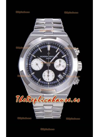 Vacheron Constantin Overseas Cronógrafo Dial Negro Reloj Réplica Suizo - Correa en Acero Inoxidable