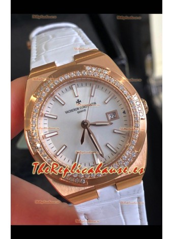 Vacheron Constantin Overseas Rose Gold 33MM Reloj Réplica Cuarzo Suizo Dial Acero 