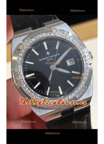 Vacheron Constantin Overseas Acero Inoxidable 33MM Reloj Réplica Cuarzo Suizo Dial Negro 
