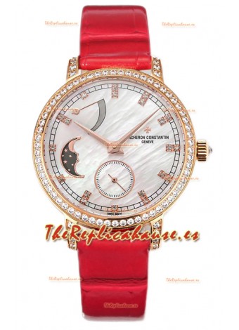 Vacheron Constantin Traditionelle Moon Phase Dial Madre Perla en Oro Rosado Réplica Suiza