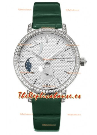 Vacheron Constantin Traditionelle Moon Phase Dial Blanco Caja Acero Réplica Suiza