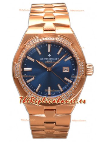 Vacheron Constantin Overseas Caja Oro Rosado Dial Azul 35MM Reloj Réplica Suiza 
