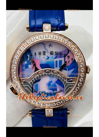 Van Cleef & Arpels Lady Arpels Pont des Amoureux en Oro Rosado Correa Azul