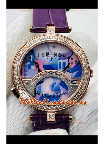 Van Cleef & Arpels Lady Arpels Pont des Amoureux en Oro Rosado Correa Morada