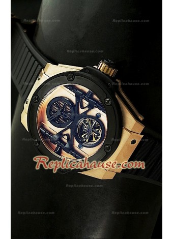 Hublot Big Bang Keng Power Tourbilon Reproducción Japonesa del Reloj en Oro Rosa