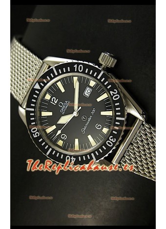 Omega Seamaster 300 R - Esfera negra marina Suizo con malla 