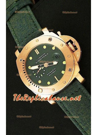 Panerai Lumenor Reloj de Oro Rosa Sumergible con Esfera Verde - 47MM 