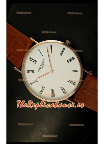 Patek Phipippe Calatrava Ultra-delgado Réplica Japonesa en Oro Rosado 