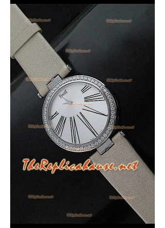 Piaget Altiplano Reloj de Cuarzo Suizo con Esfera de Hora en Correa de Piel Bronzeada