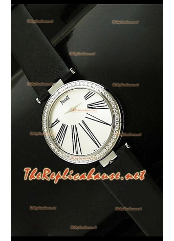 Piaget Altiplano Reloj de Cuarzo Suizo con Esfera de Hora en Correa de Piel Negra